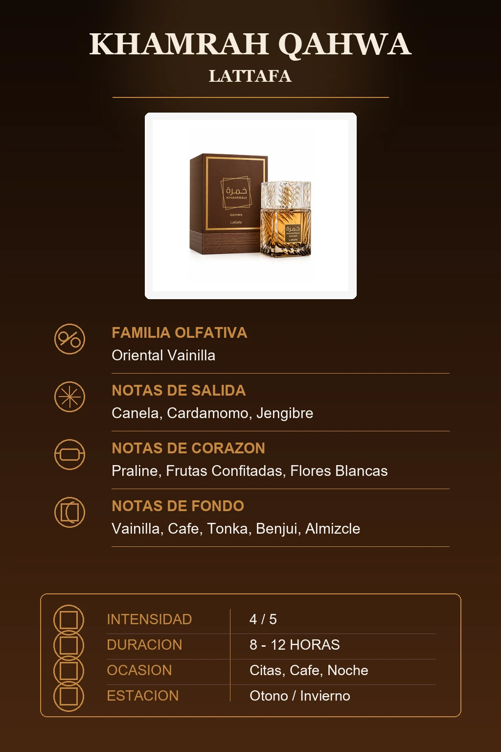 Características Khamrah Qahwa