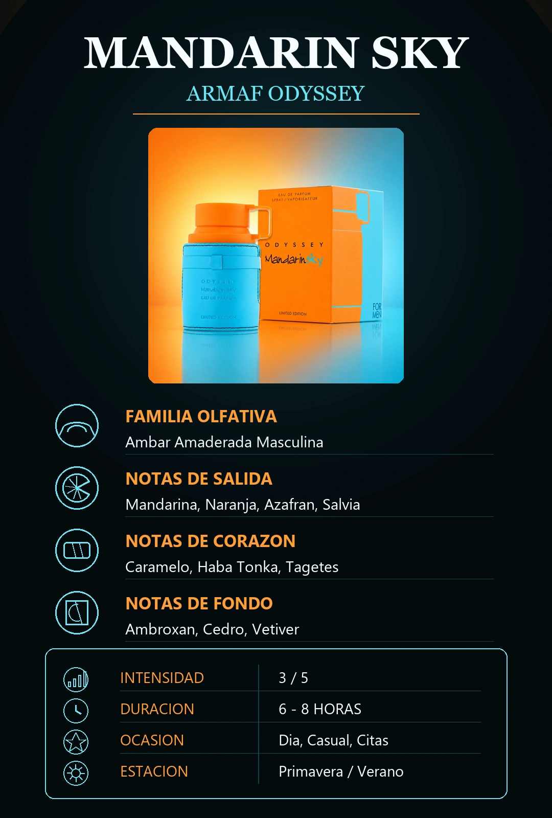 Características Odyssey Mandarin Sky